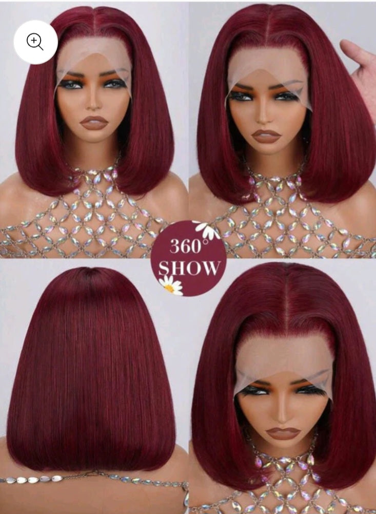 Burgundy Lace front Human hair wig